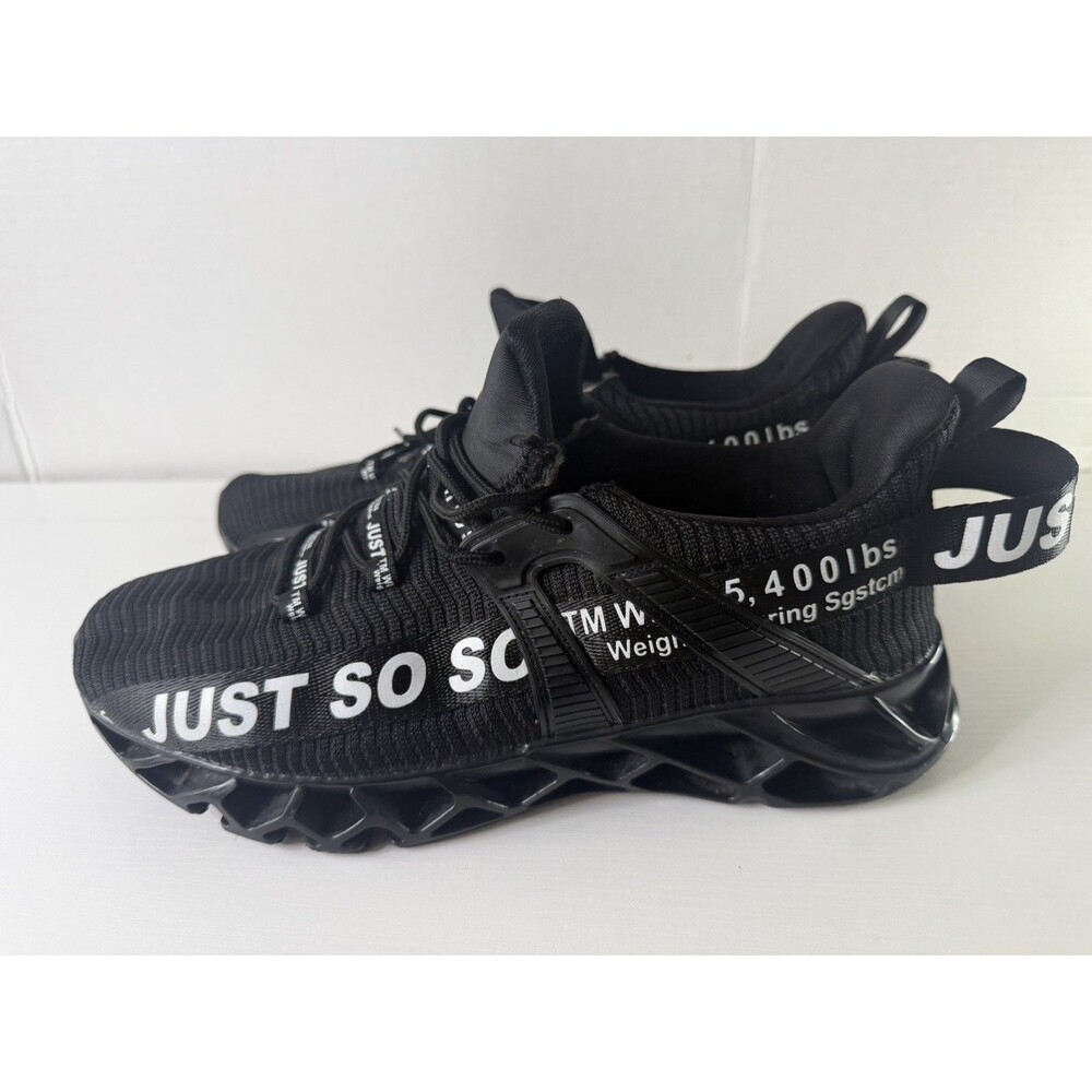 JUST SO SO-RUNNING/WALKING SNEAKERS- BLACK- LOW TOPS. Men's 11 size Women 41-10